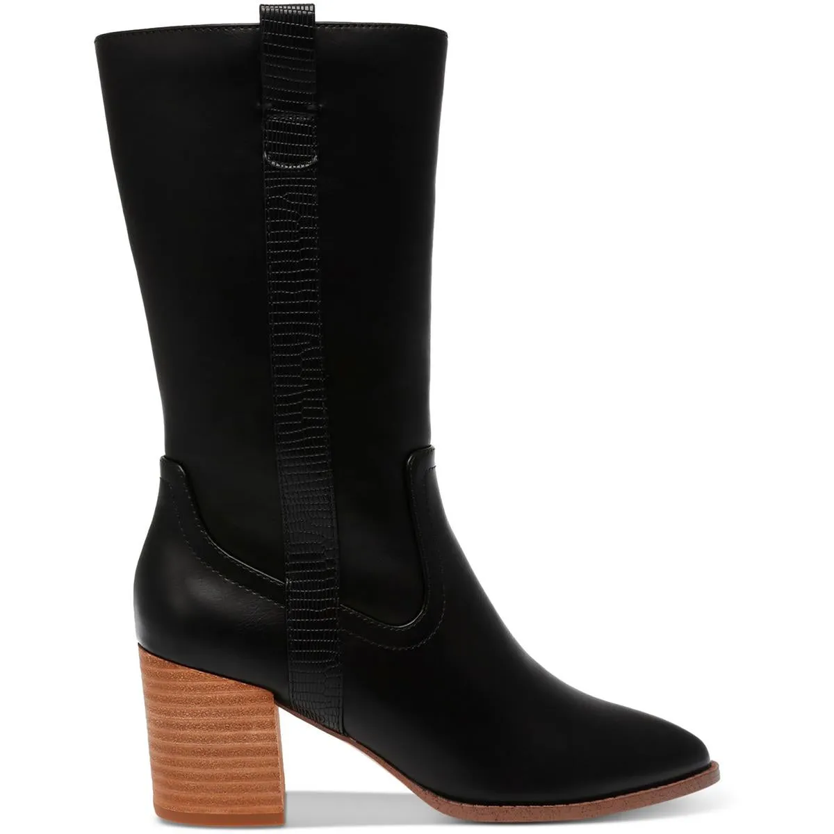 Tezza Womens Faux Leather Zipper Mid-Calf Boots