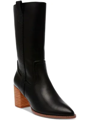 Tezza Womens Faux Leather Zipper Mid-Calf Boots