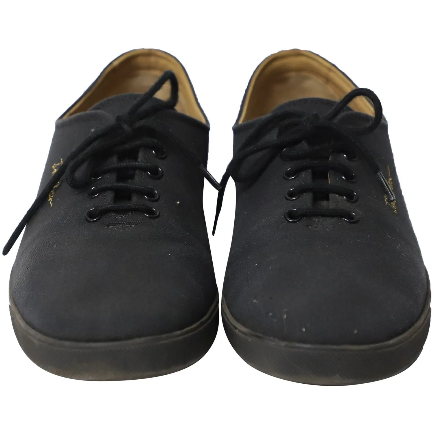 The Row Dean Embroidered Sneakers in Black Canvas