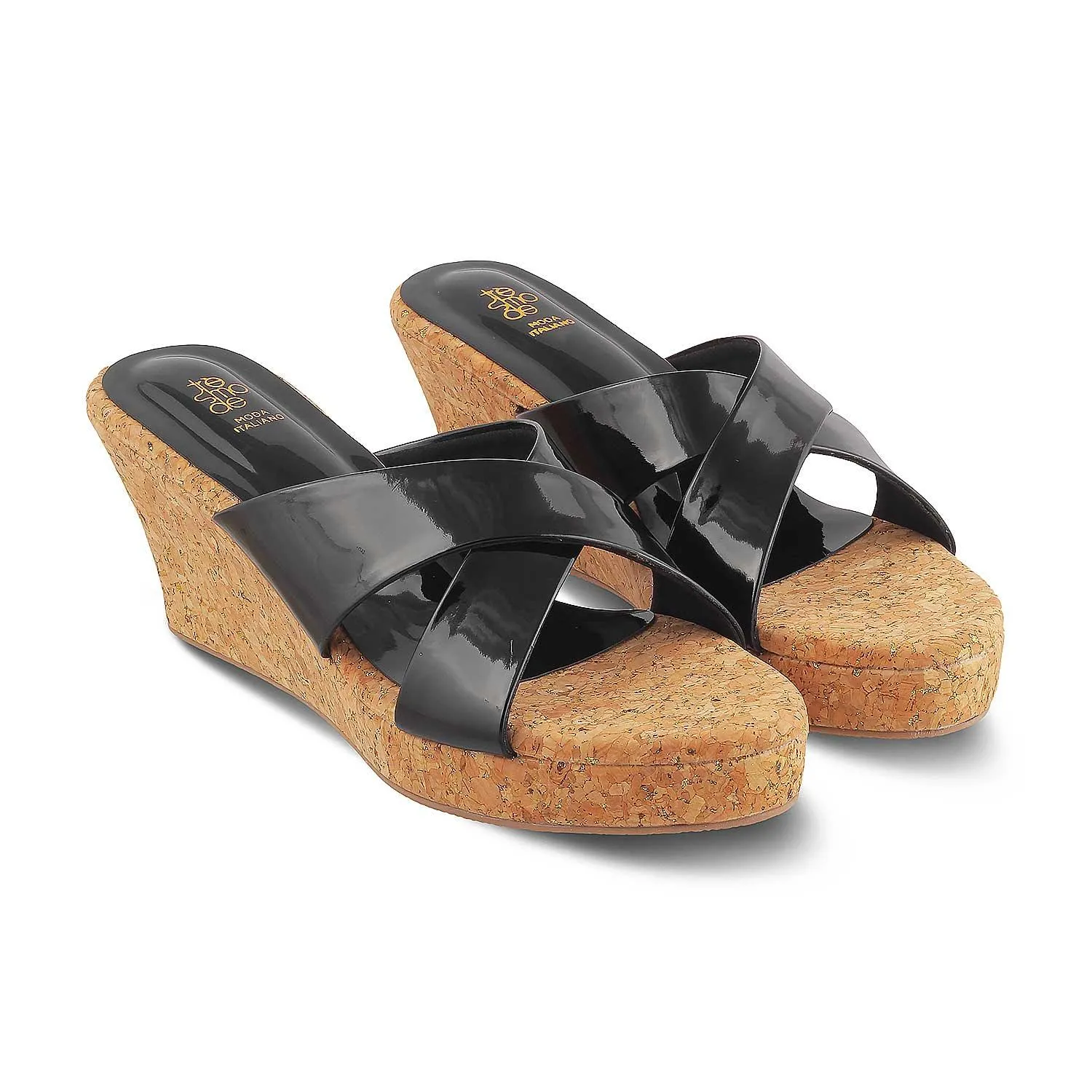 The Simi Black Women's Dress Wedge Sandals Tresmode