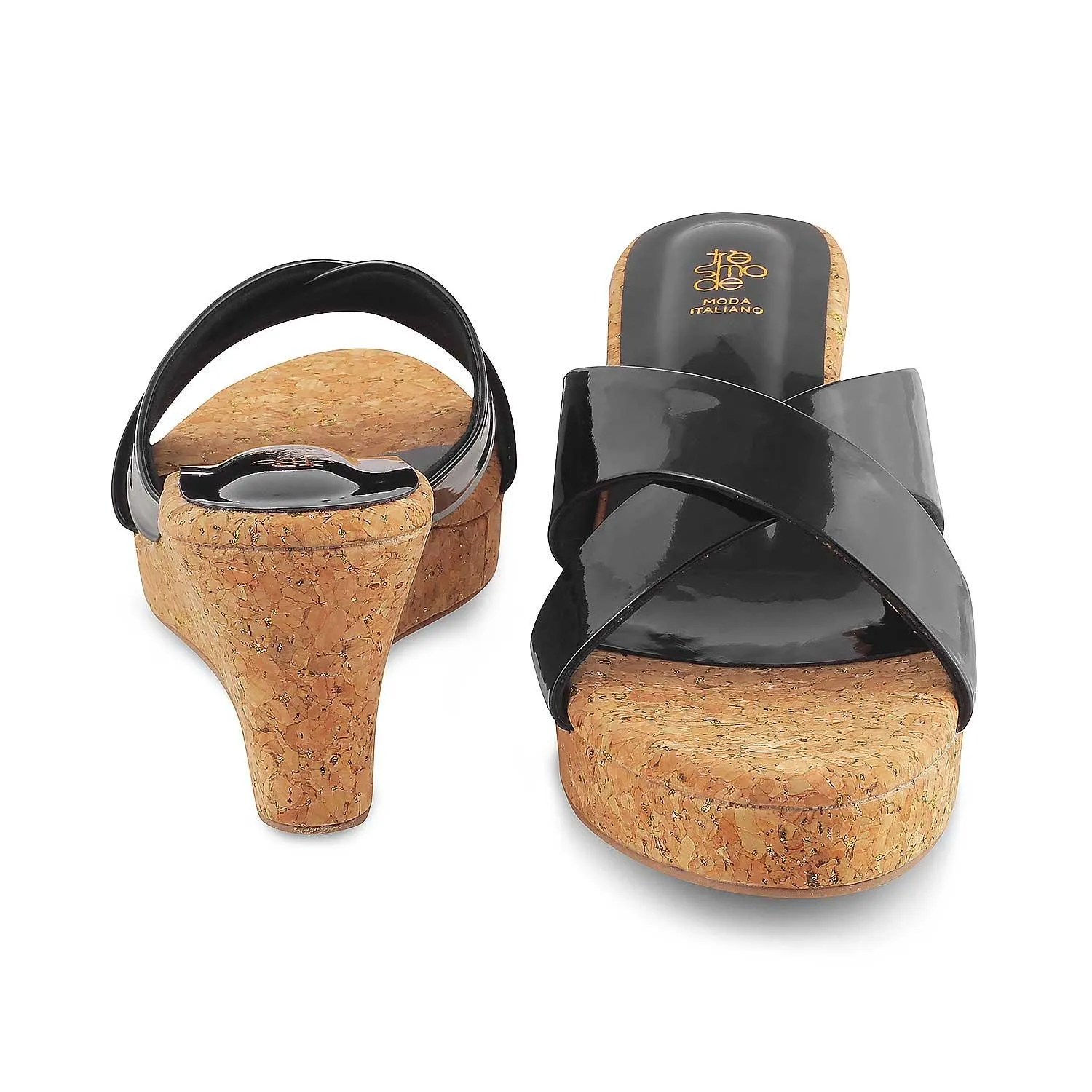 The Simi Black Women's Dress Wedge Sandals Tresmode