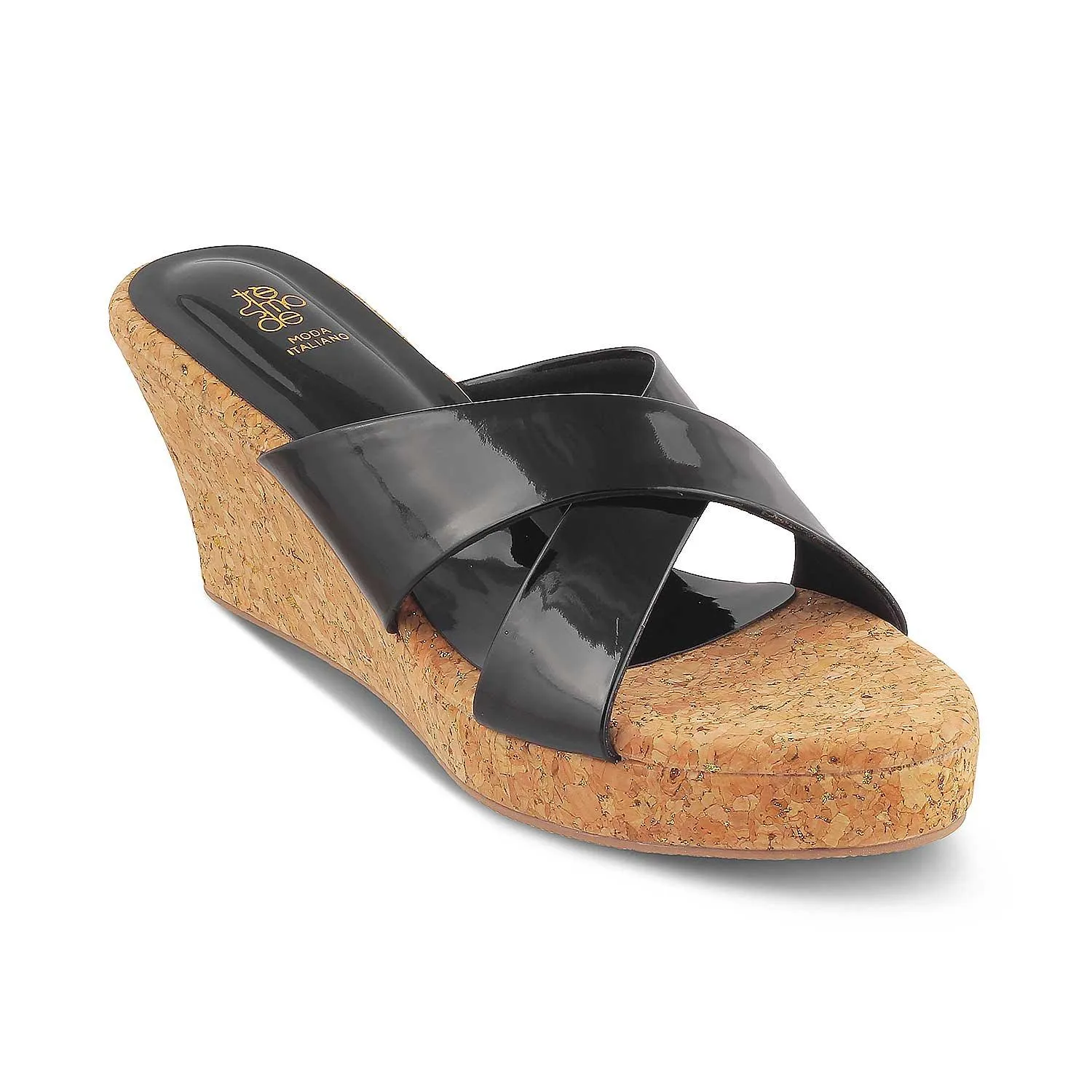 The Simi Black Women's Dress Wedge Sandals Tresmode