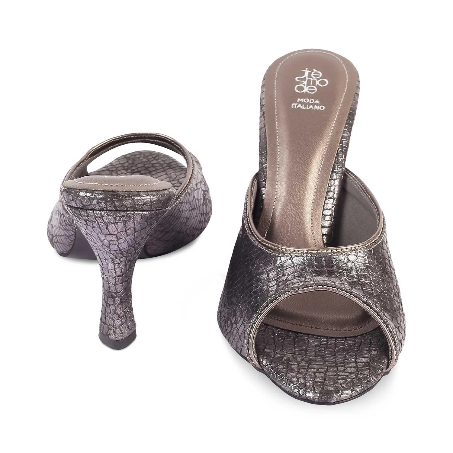 The Viktorika Pewter Women's Dress Heel Sandals Tresmode
