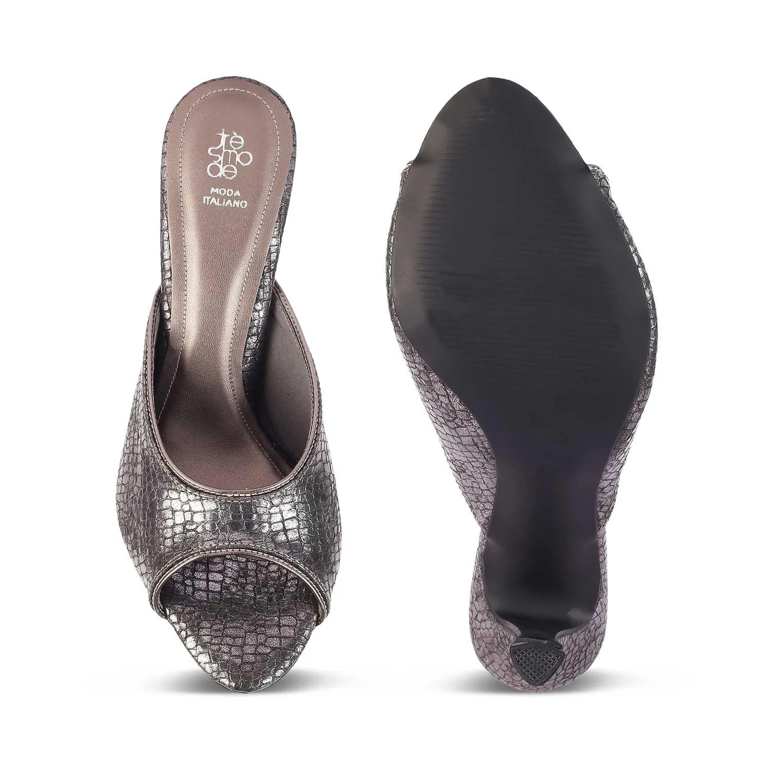 The Viktorika Pewter Women's Dress Heel Sandals Tresmode