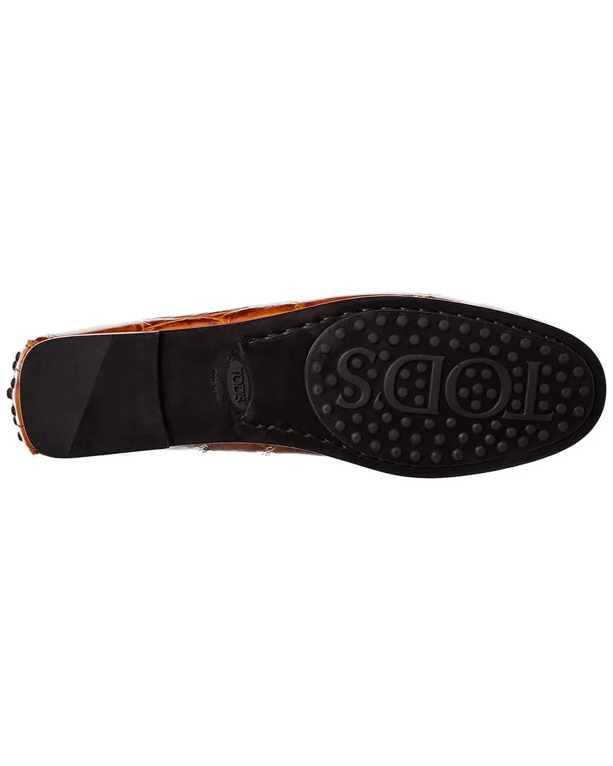 TOD's City Gommino Croc-Embossed Leather Loafer