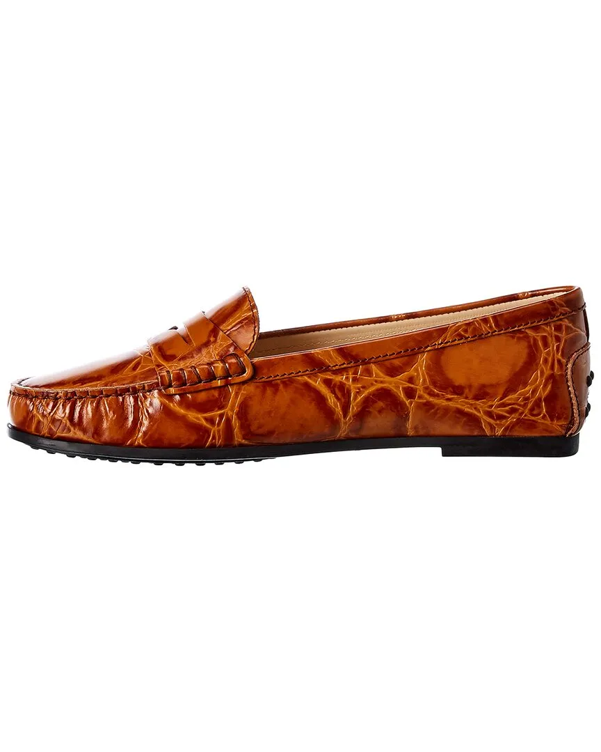TOD's City Gommino Croc-Embossed Leather Loafer