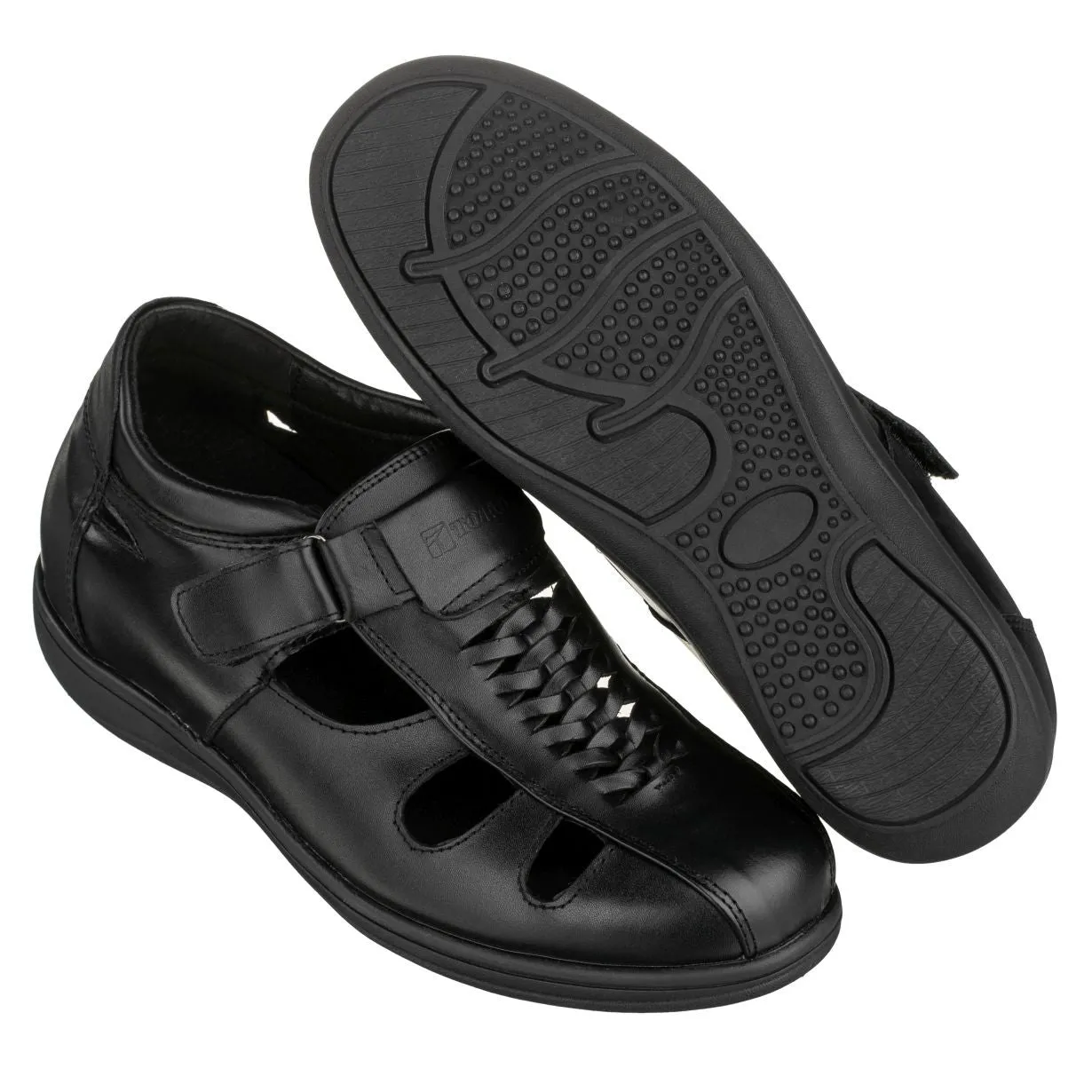TOTO Black Braided Leather Sandals - Three Inches - G1307