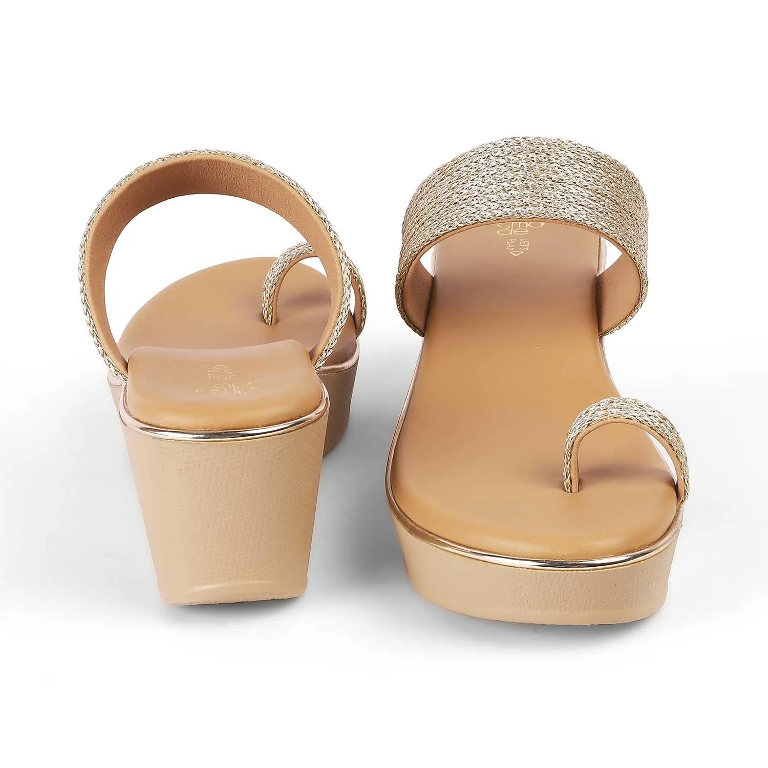Tresmode Adriana Gold Women's Dress Wedge Sandals