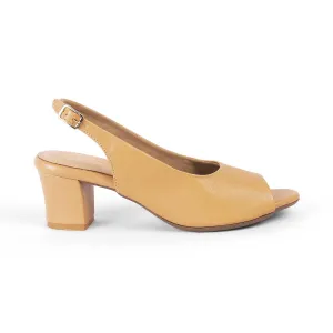 Tresmode Eden Beige Women's Dress Block Heel Slingback Pumps