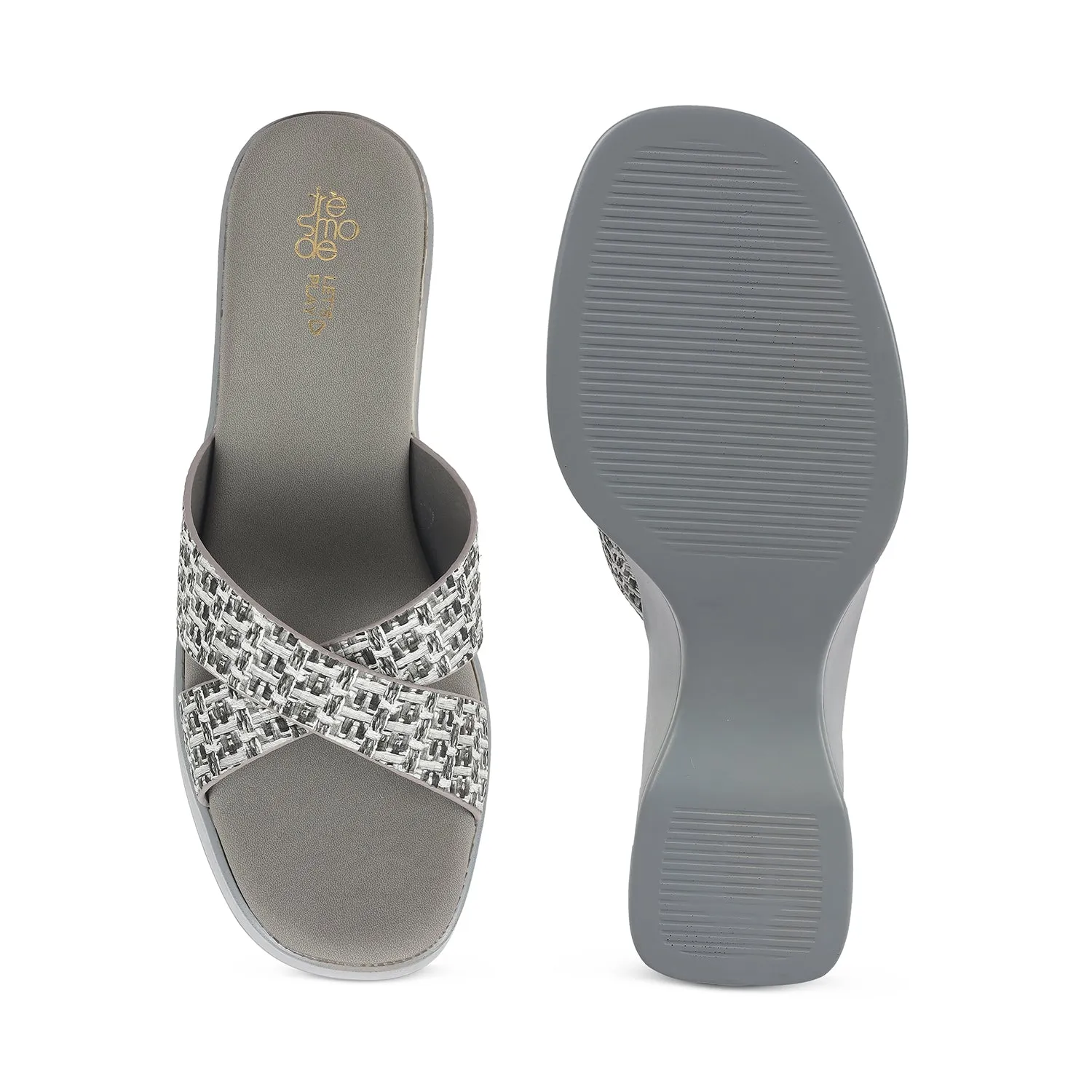 Tresmode Morio Grey Women's Dress Heel Sandals
