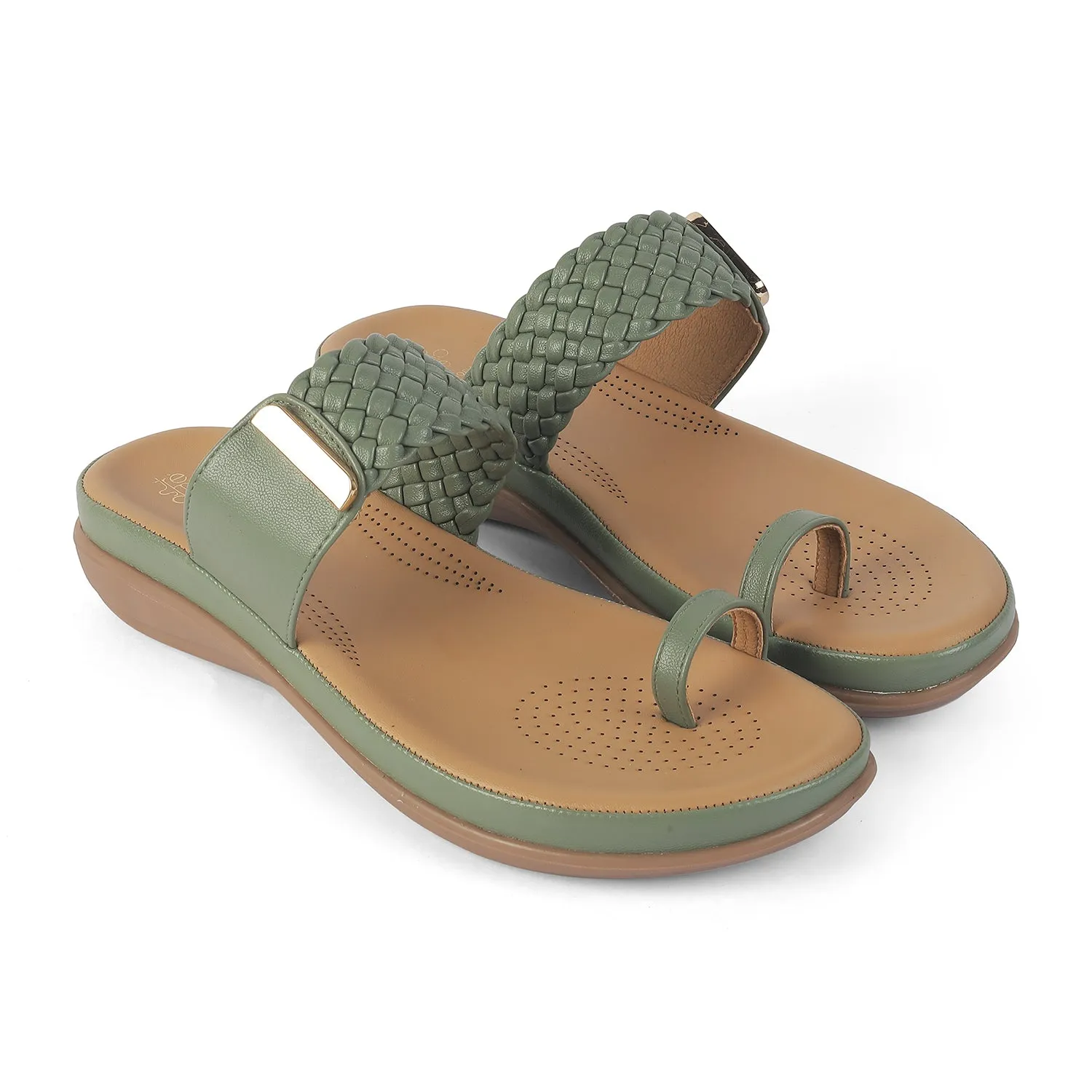 Tresmode Rauma Green Women's Casual Platform Flats