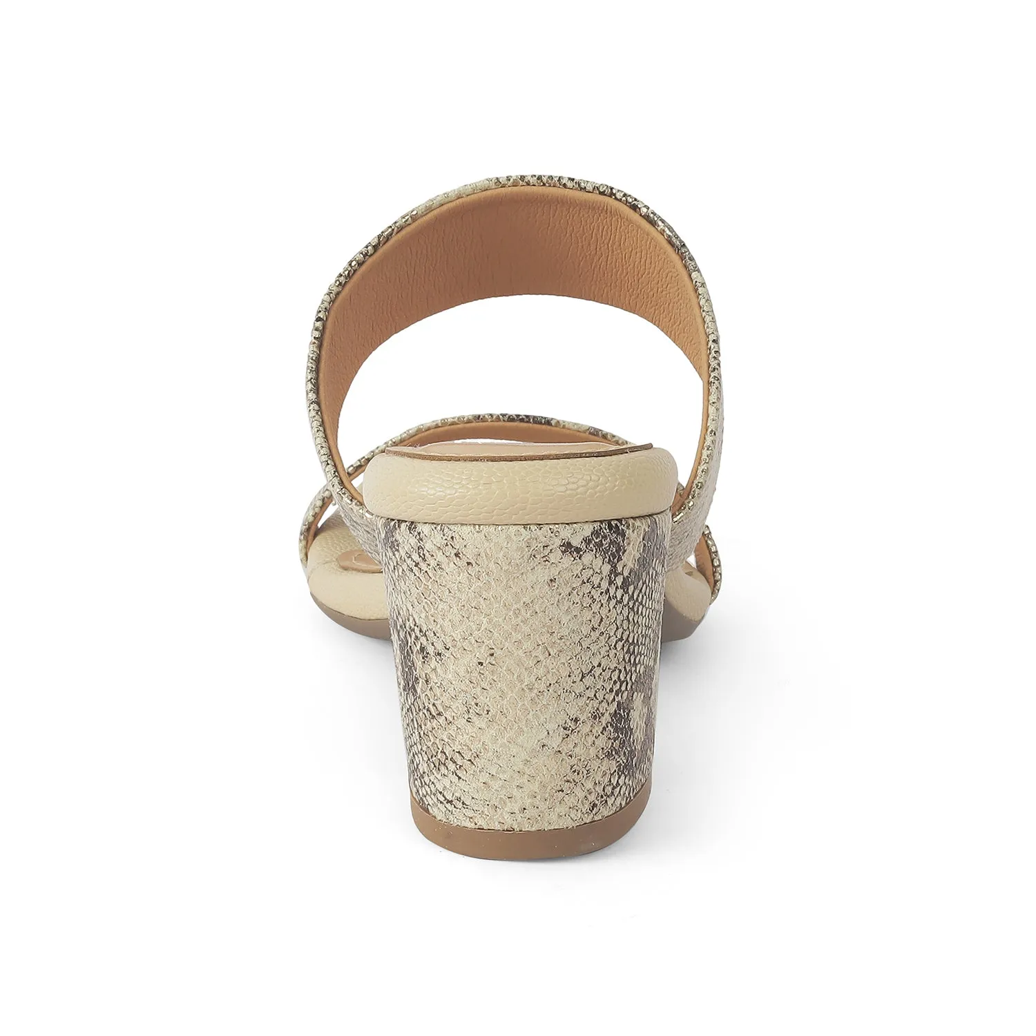 Tresmode Rentu Gold Women's Dress Block Heel Sandals