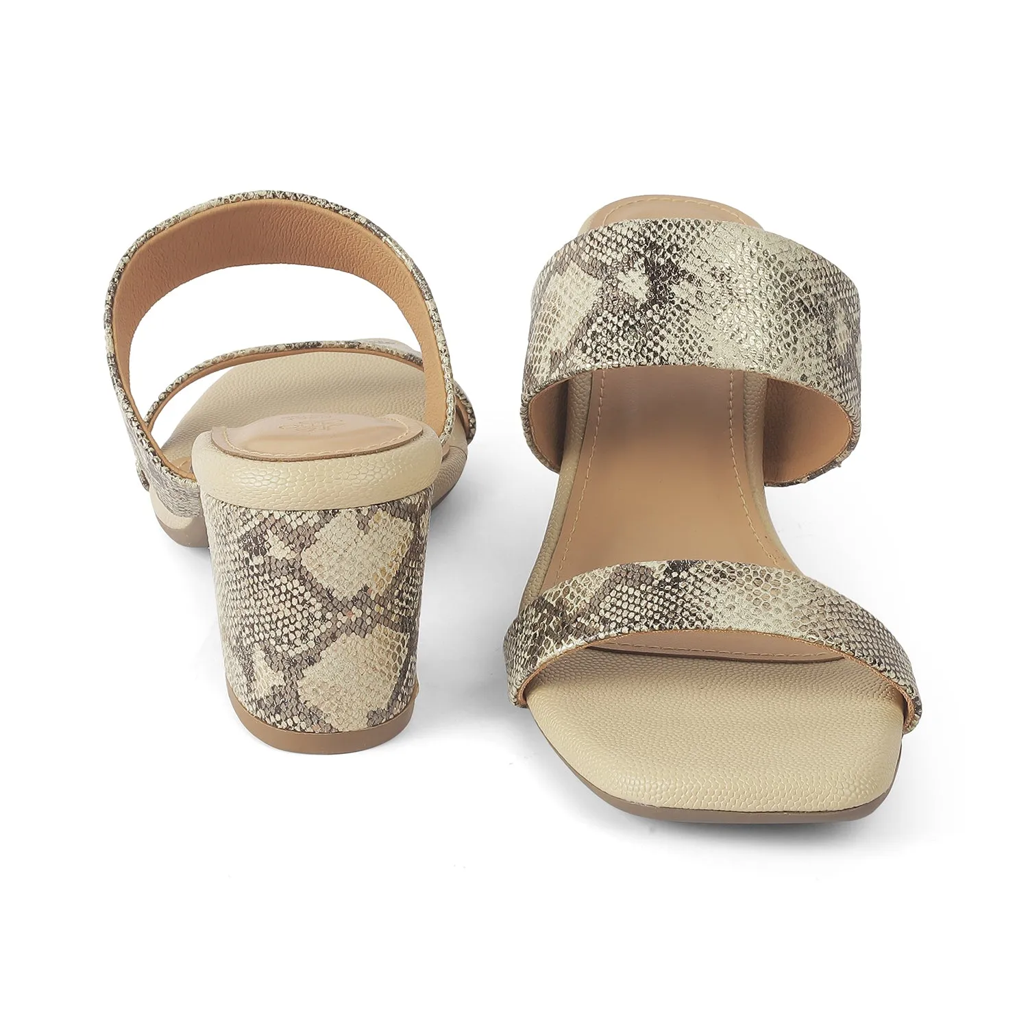 Tresmode Rentu Gold Women's Dress Block Heel Sandals