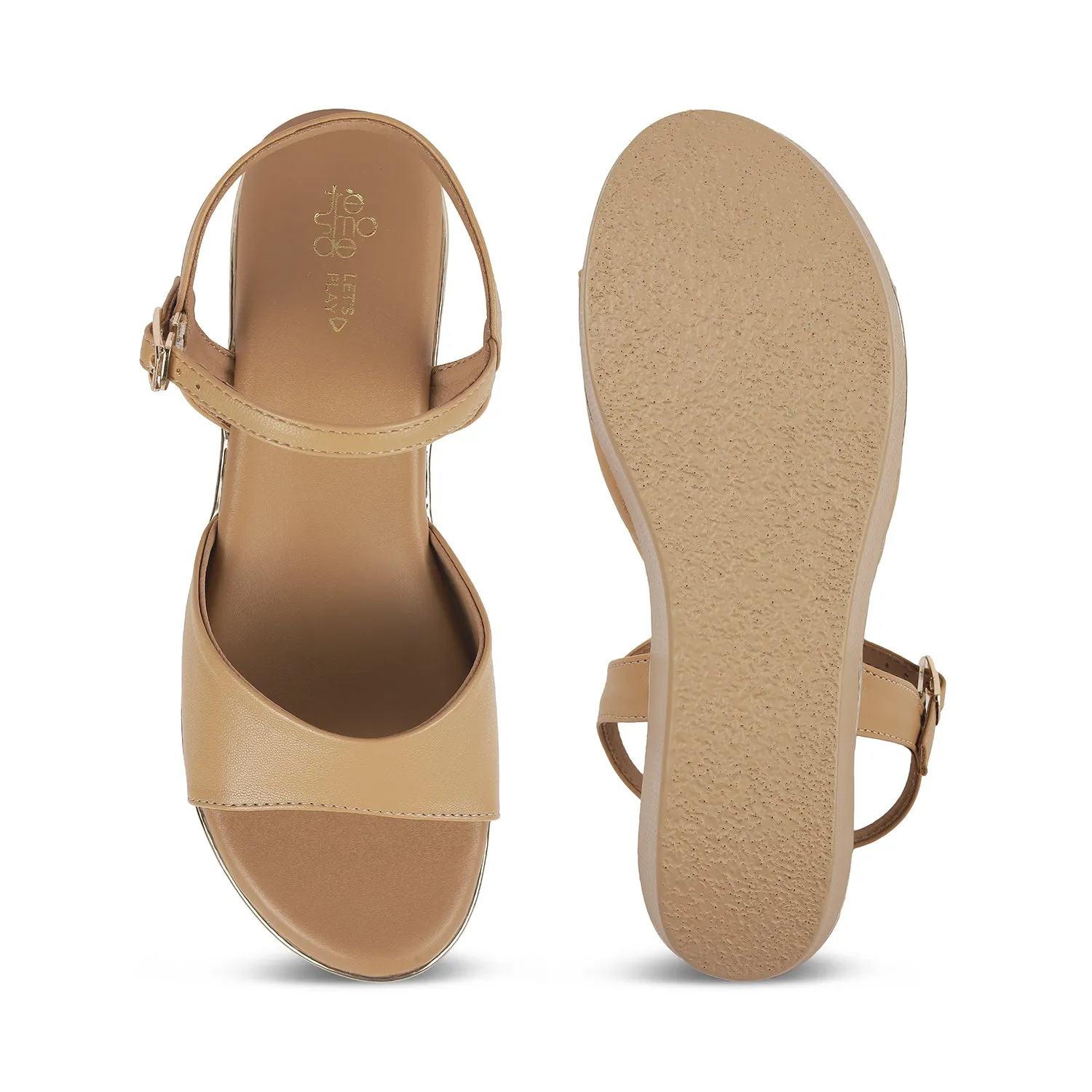 Tresmode Sini Beige Women's Dress Wedge Sandals