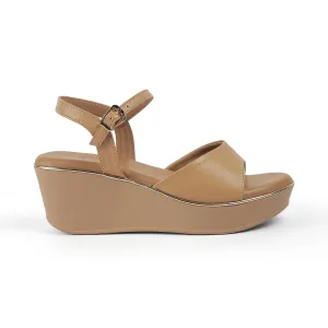 Tresmode Sini Beige Women's Dress Wedge Sandals