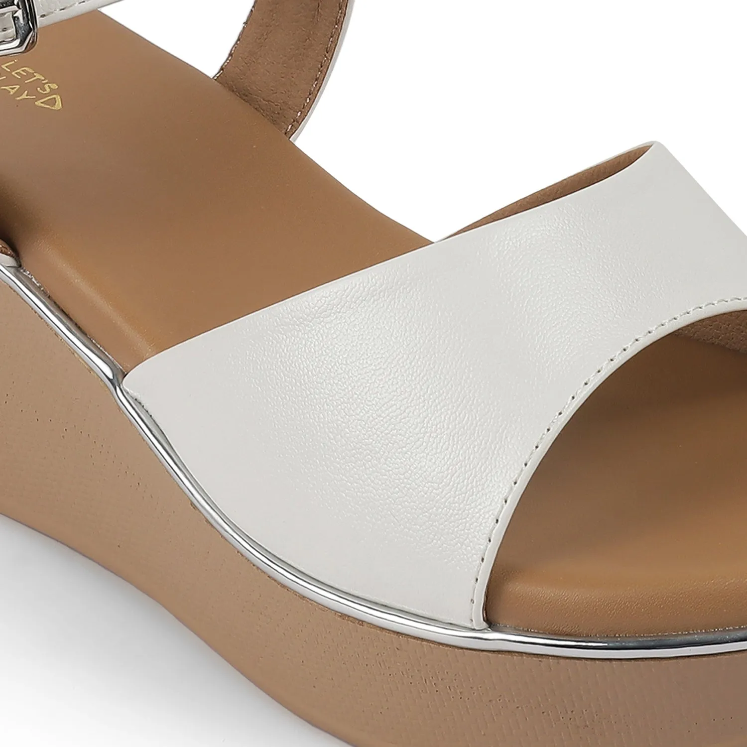 Tresmode Sini White Women's Dress Wedge Sandals