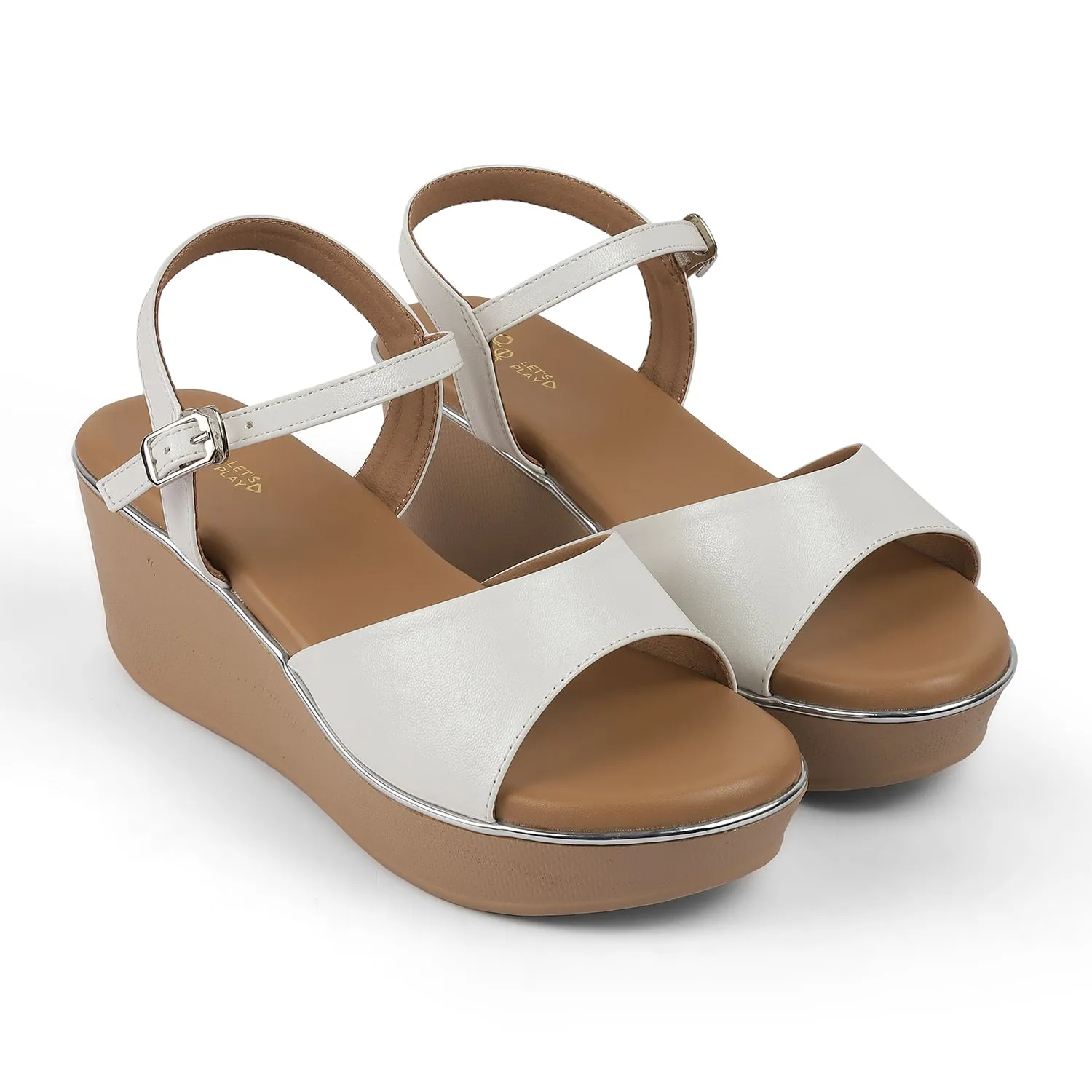 Tresmode Sini White Women's Dress Wedge Sandals