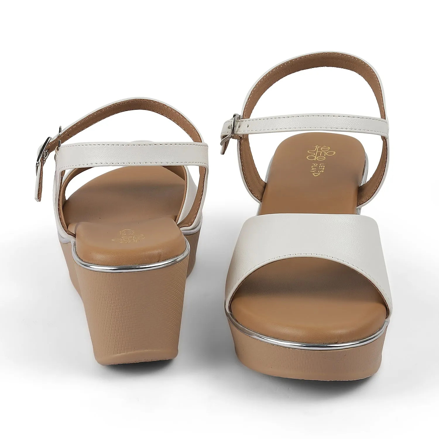 Tresmode Sini White Women's Dress Wedge Sandals
