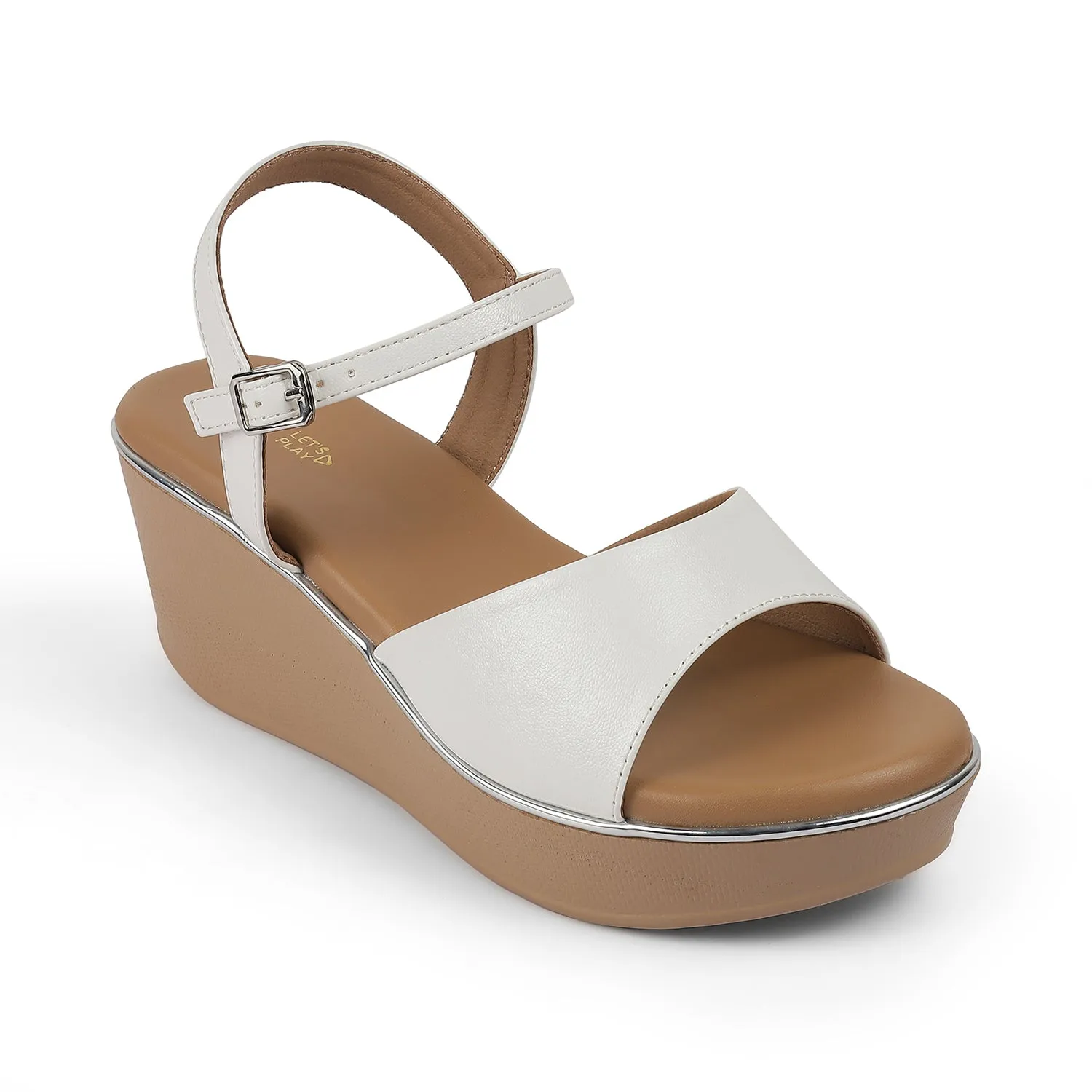 Tresmode Sini White Women's Dress Wedge Sandals