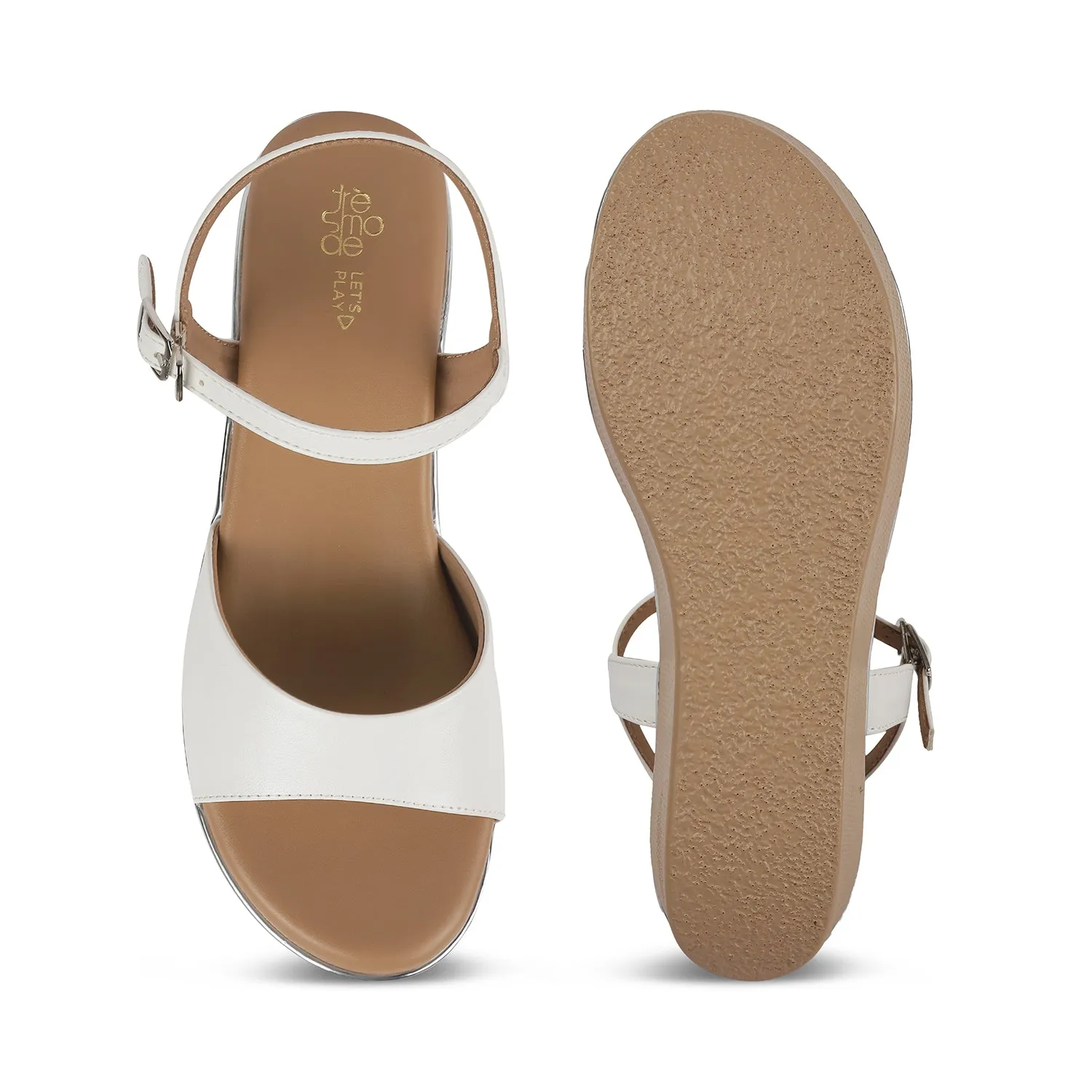 Tresmode Sini White Women's Dress Wedge Sandals