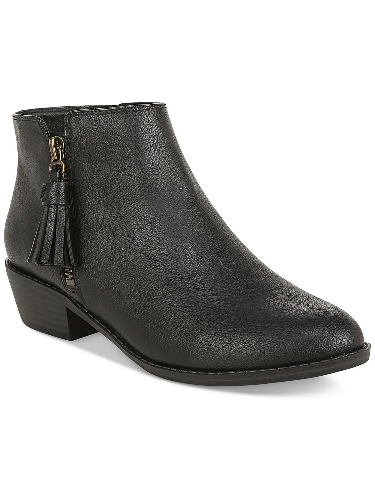 Val Western Womens Faux Leather Stacked Heel Ankle Boots
