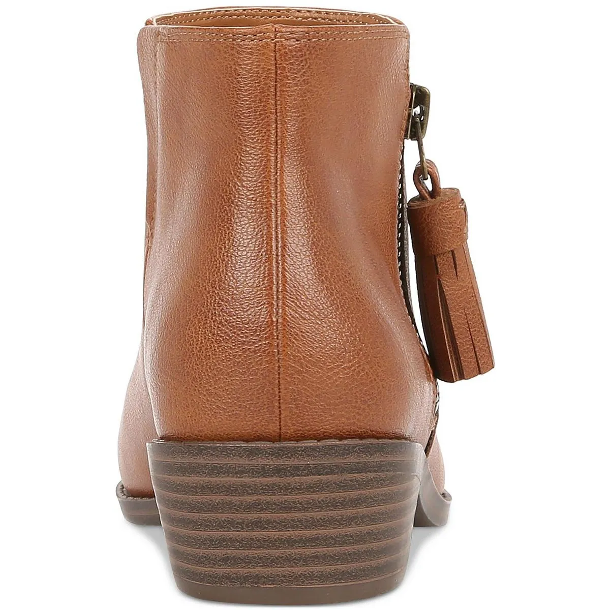 Val Western Womens Faux Leather Stacked Heel Ankle Boots