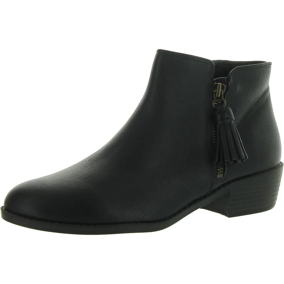 Val Western Womens Faux Leather Stacked Heel Ankle Boots
