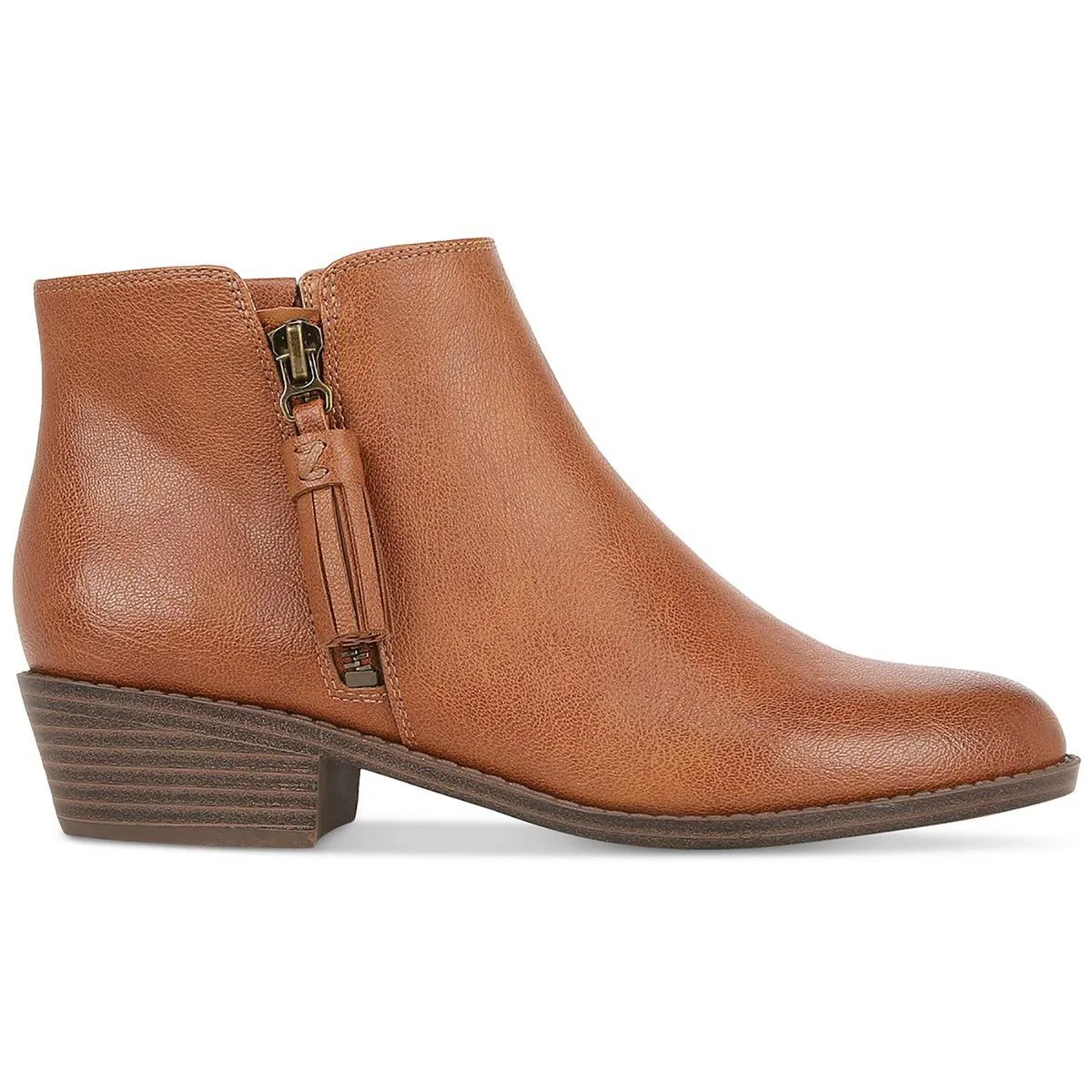 Val Western Womens Faux Leather Stacked Heel Ankle Boots