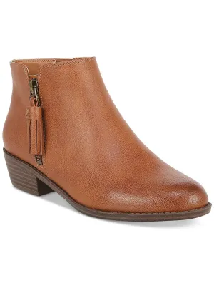 Val Western Womens Faux Leather Stacked Heel Ankle Boots