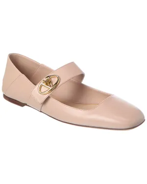 Valentino VLogo Mary Jane Leather Ballerina Flat