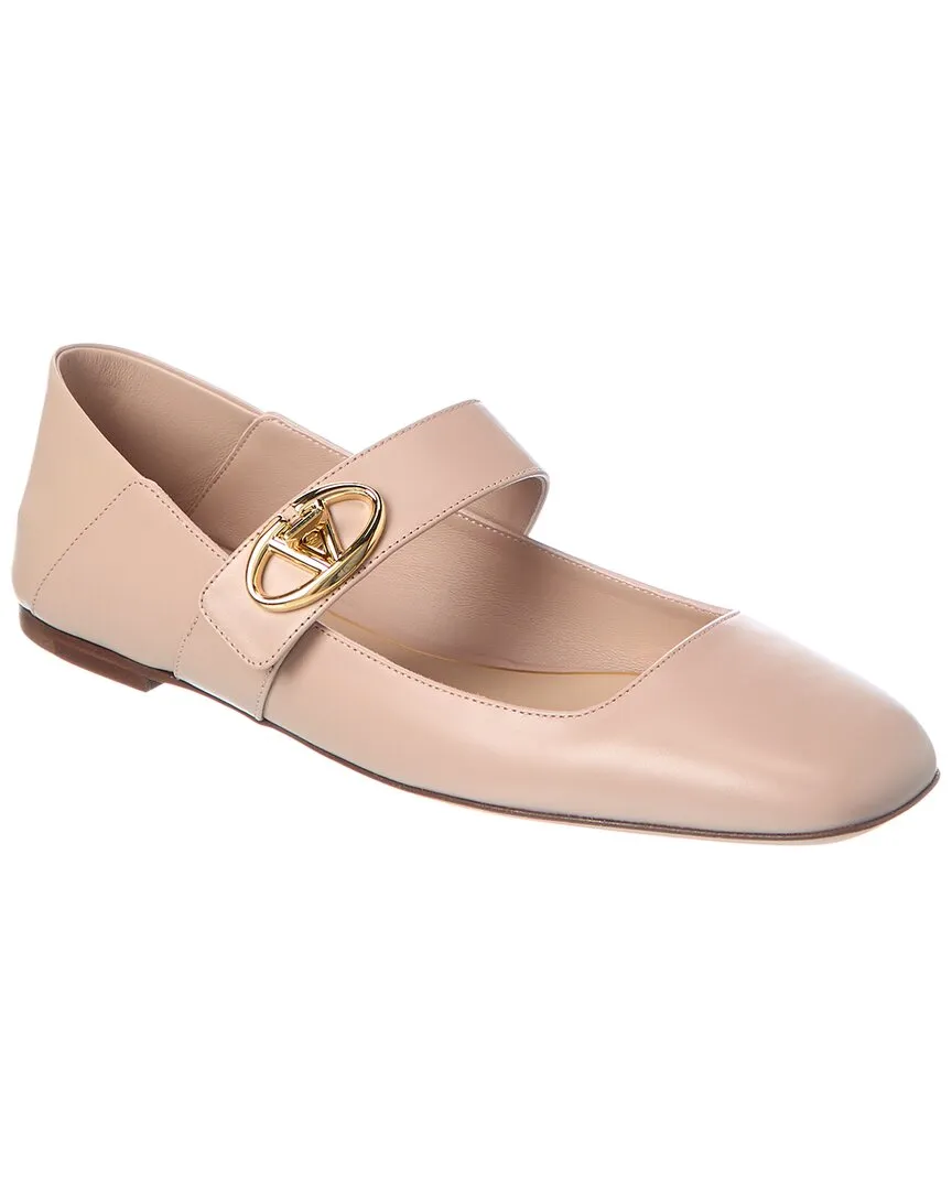 Valentino VLogo Mary Jane Leather Ballerina Flat