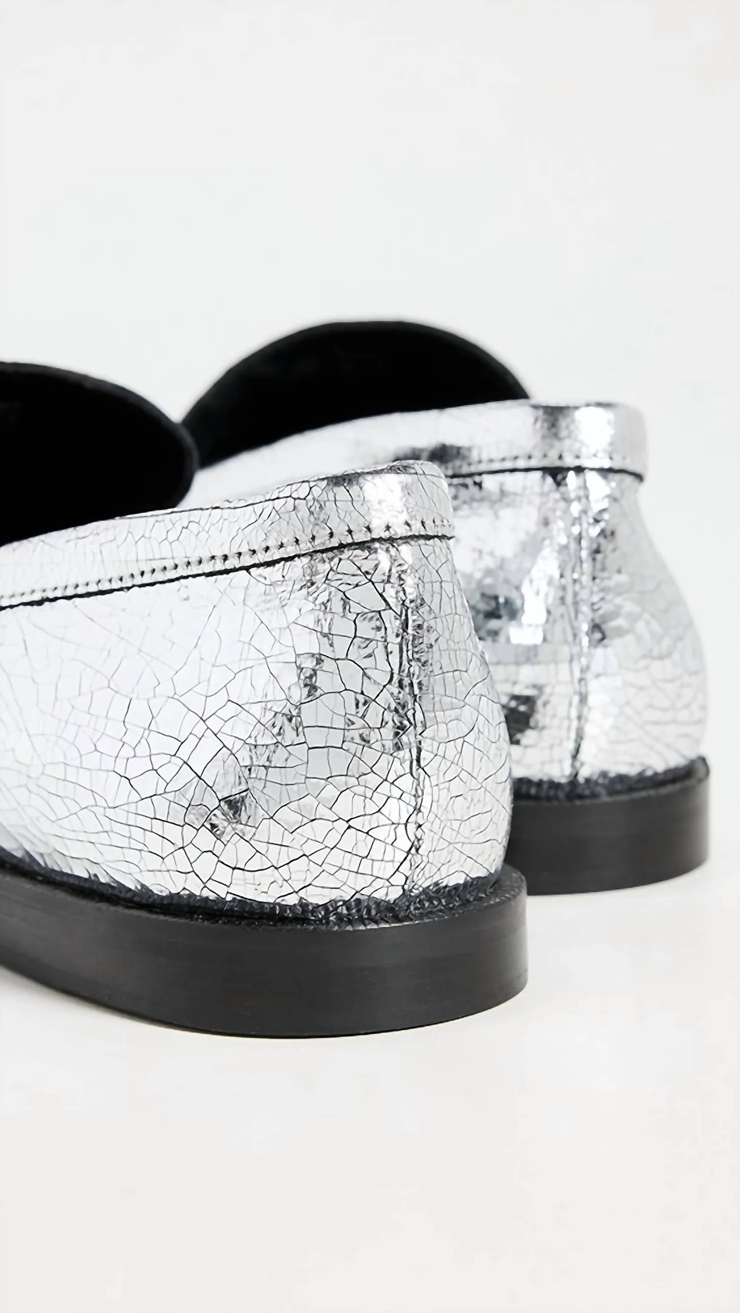 Women's Blanket Stitch Loafers In Pale Pewter Leather