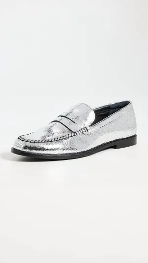 Women's Blanket Stitch Loafers In Pale Pewter Leather