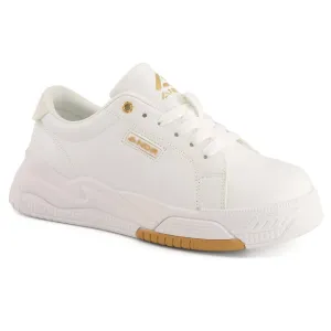 Women's Casual Sneakers With Golden Accent In White