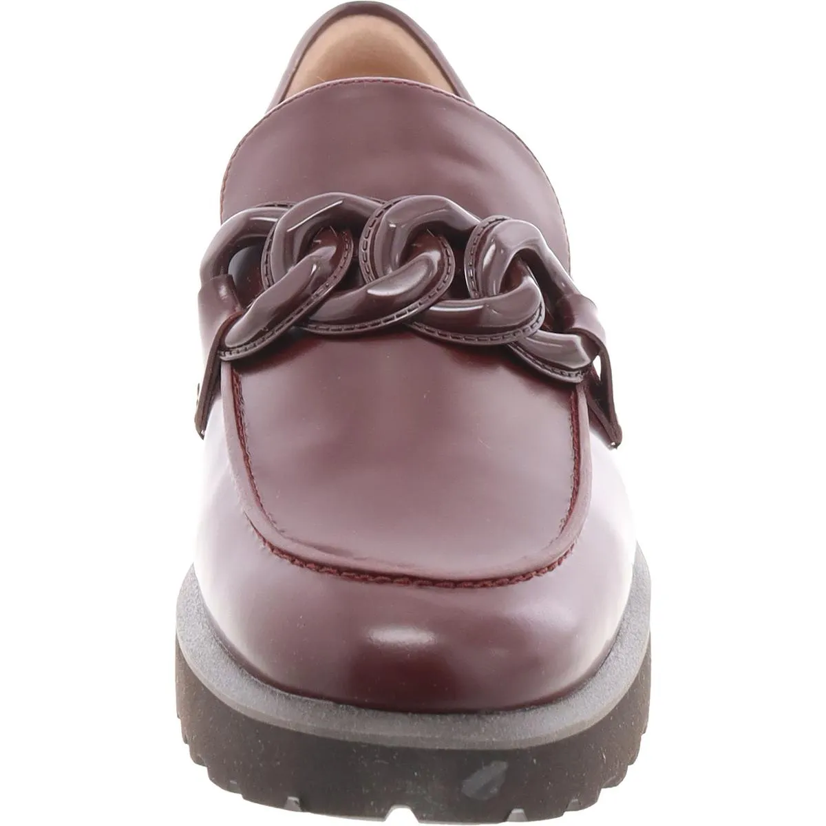 Womens Chain Faux Leather Loafers