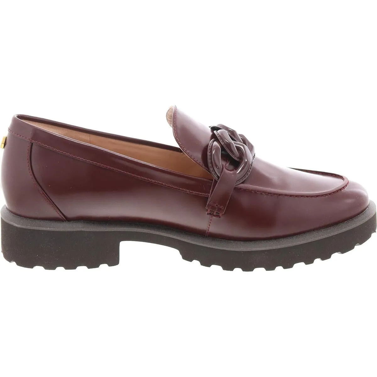 Womens Chain Faux Leather Loafers