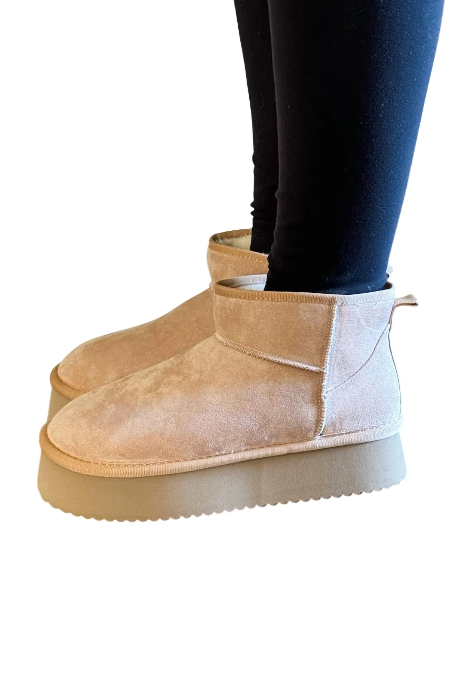 Women's Faux Suede Short Boot In Camel