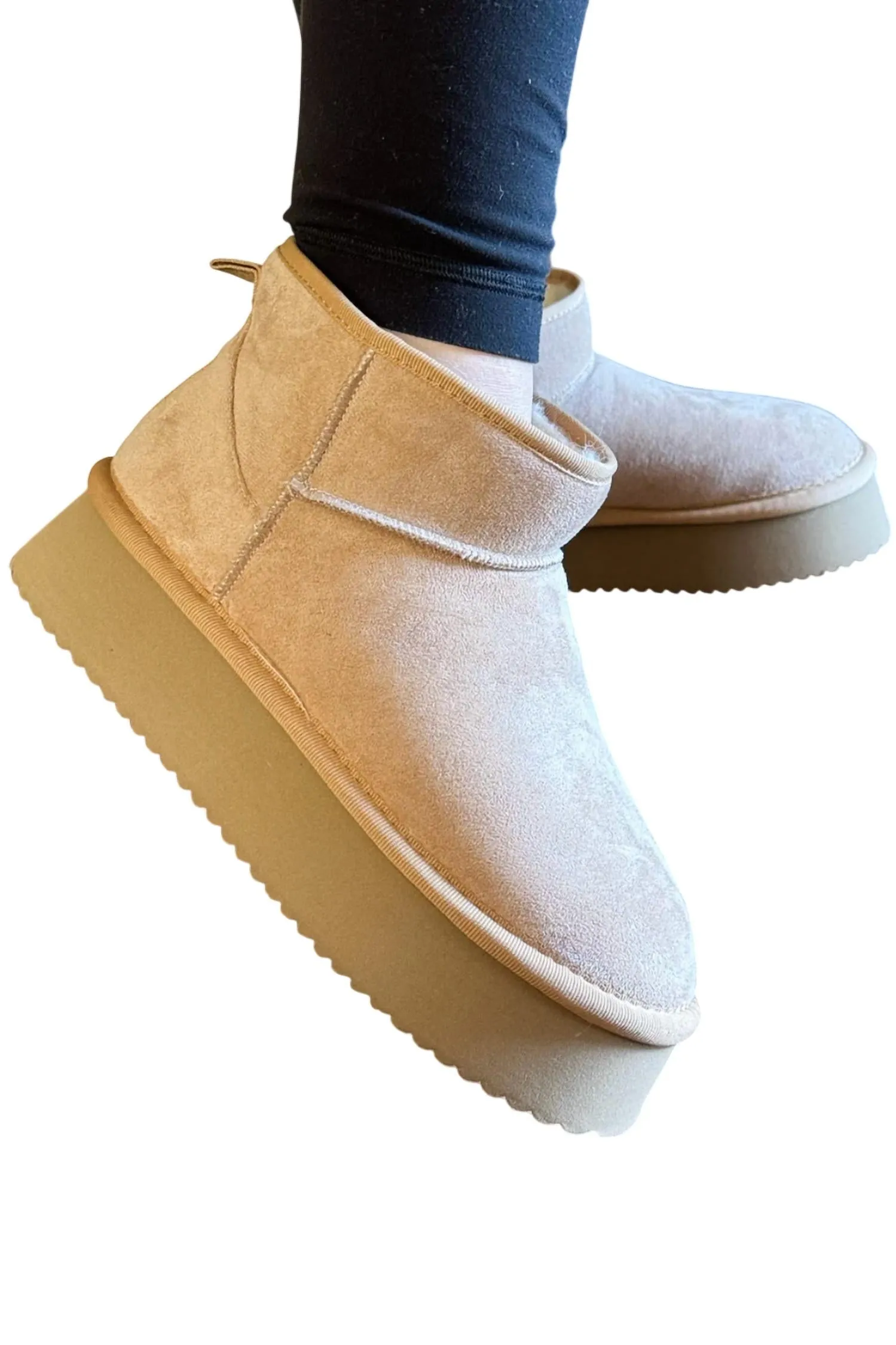 Women's Faux Suede Short Boot In Camel