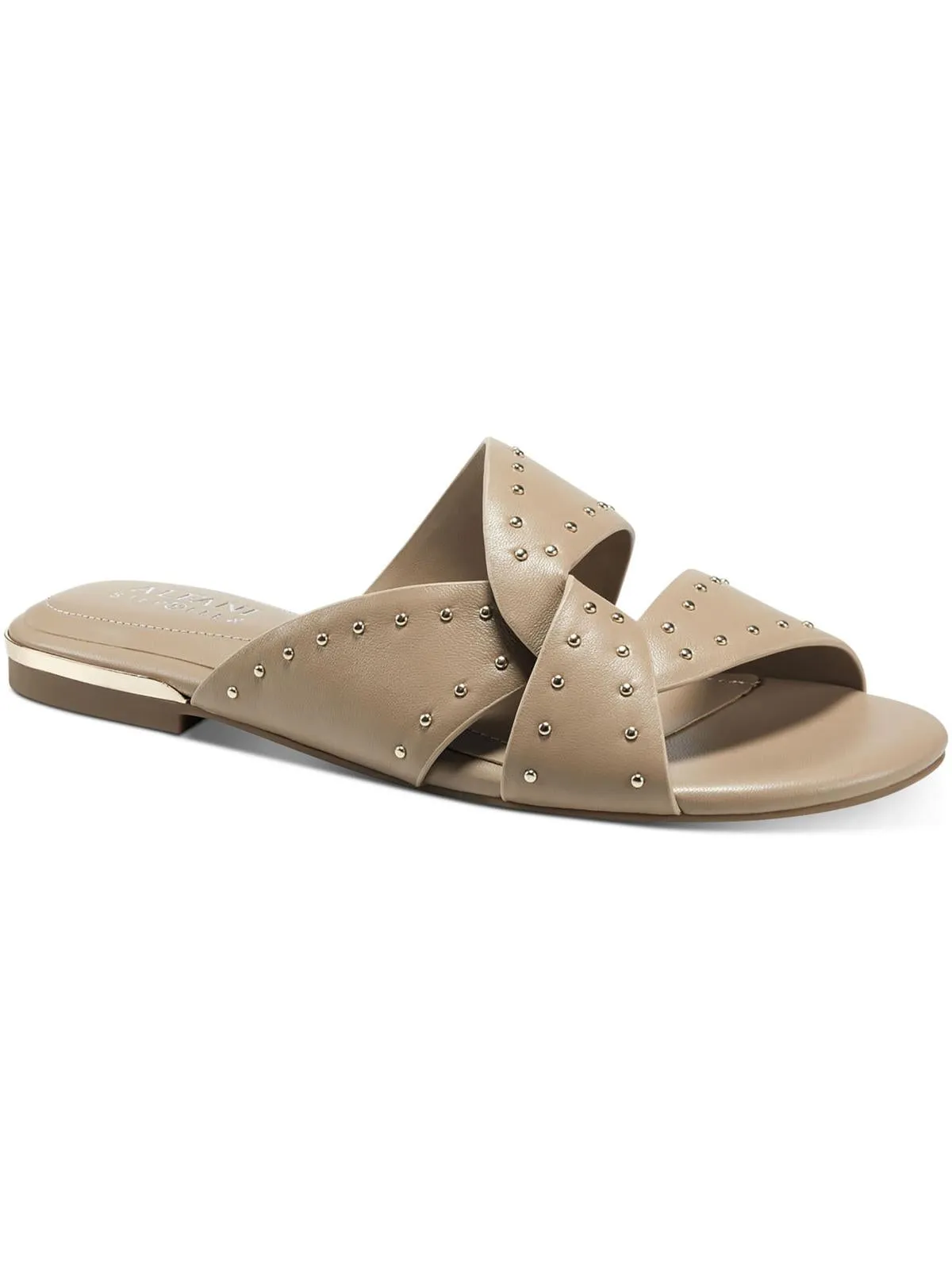Womens Leather Studded Flip-Flops