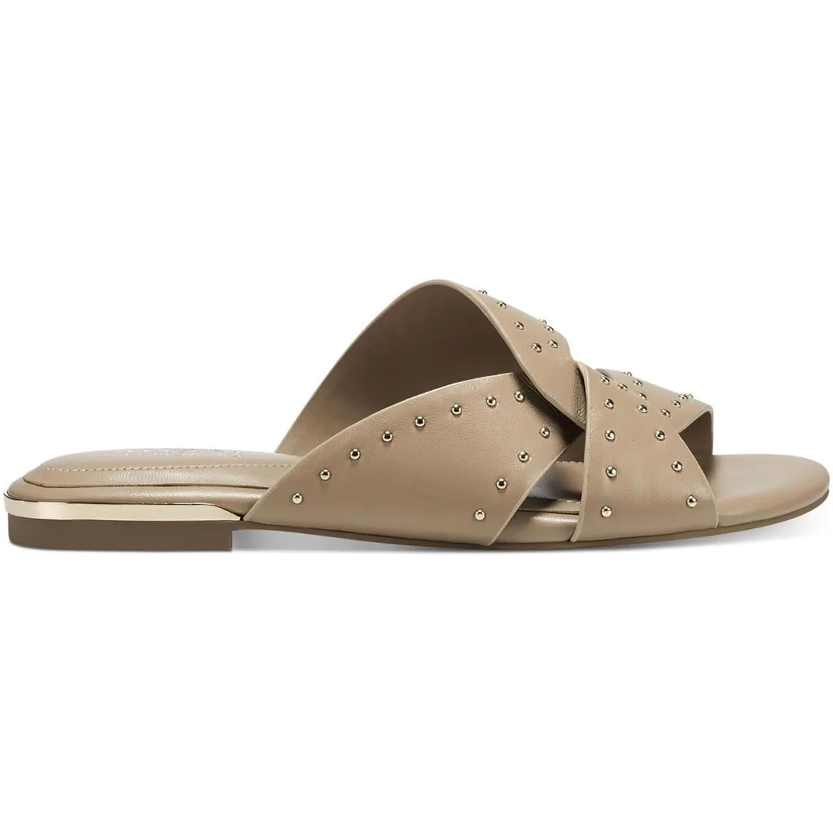 Womens Leather Studded Flip-Flops