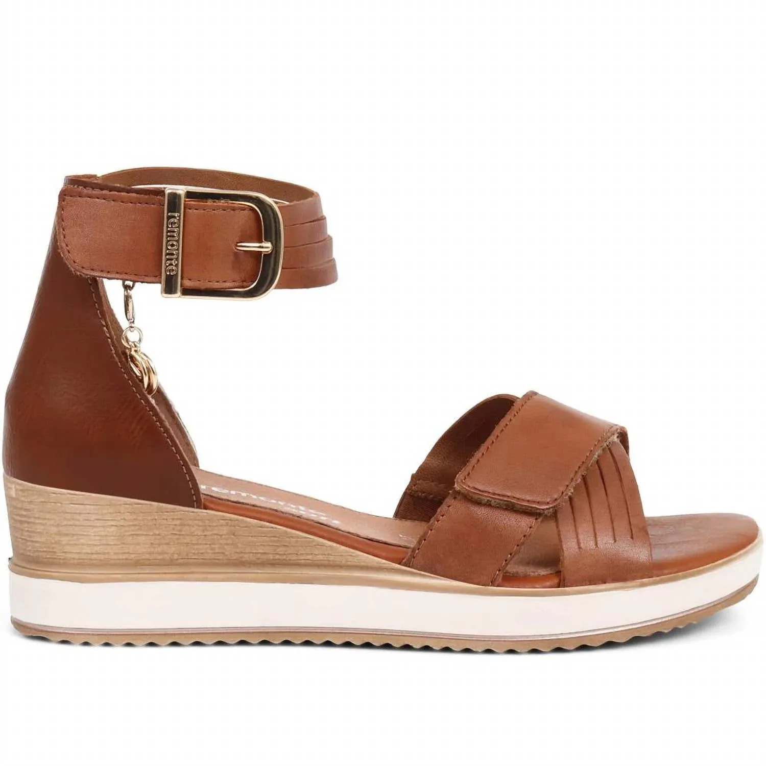 Women's Leather Wedge Sandals In Muscat