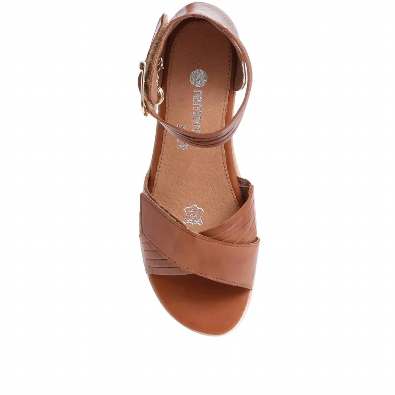 Women's Leather Wedge Sandals In Muscat