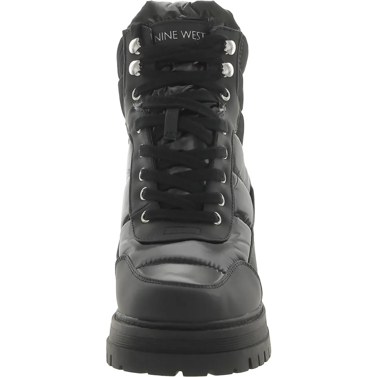 Womens Quilted Faux Fur Lined Combat & Lace-up Boots