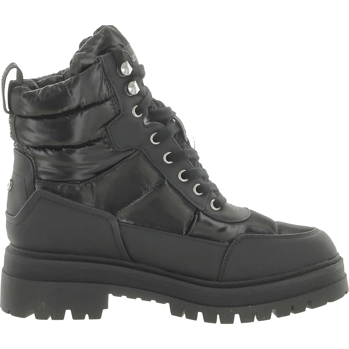 Womens Quilted Faux Fur Lined Combat & Lace-up Boots