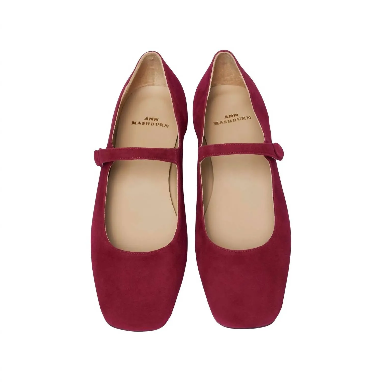 Women's Square Toe Mary Jane Shoe In Beet Suede