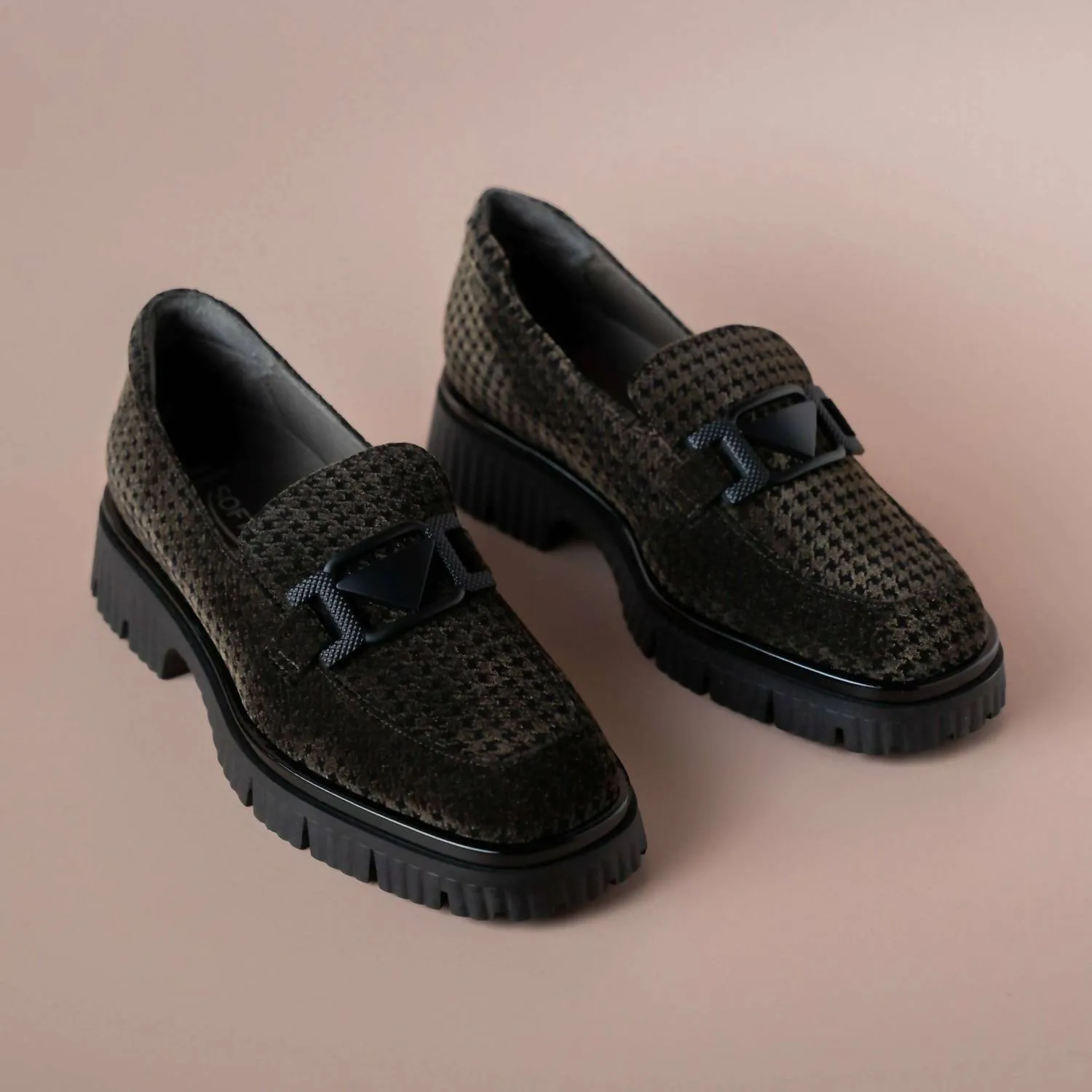 Women's Varena Loafers In Black/brown Houndstooth